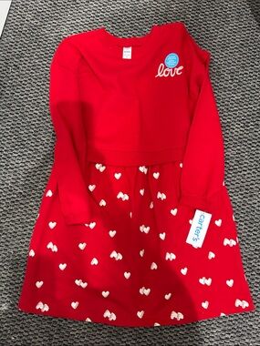 Carter's Red Dress with White Heart Skirt